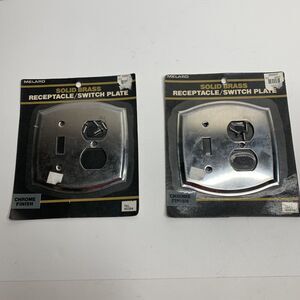 Vintage 1988 Melard 65394 Chrome Finish Solid Brass Switch Plate Set Of 2 NEW